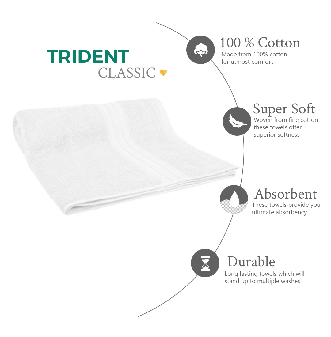 CLASSIC HAND TOWEL Set, 100% Cotton, 525 GSM, Super Soft DREAM WHITE (40 cm × 60 cm)